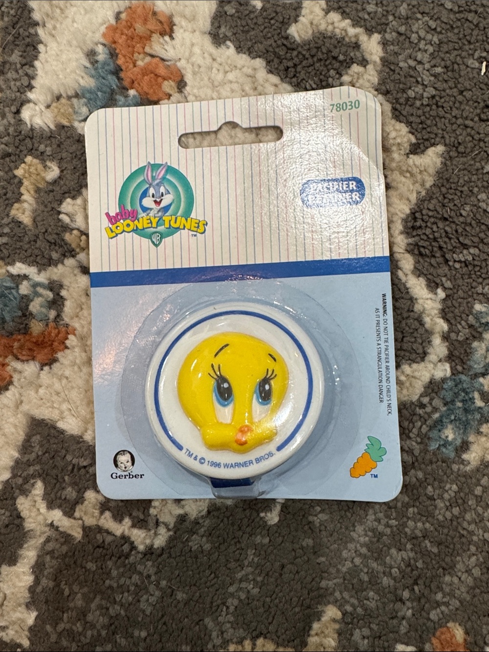 NEW Vintage Looney Tunes Gerber Pacifier Retainer Tweety Bird 1996 Warner Bros‎